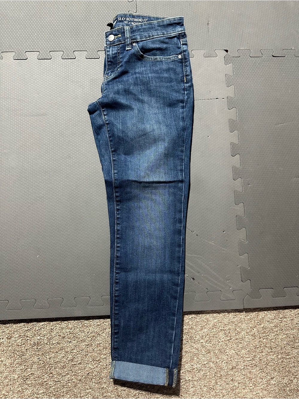 GAP Womens Sexy Boyfriend Jeans in Dark Blue Denim
